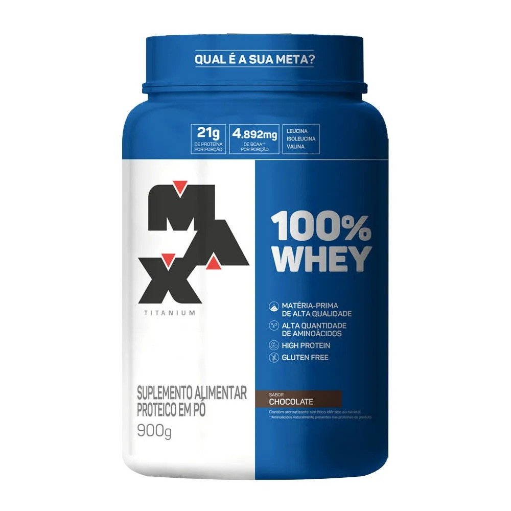 100% WHEY POTE SABOR CHOCOLATE 900G - MAX TITANIUM