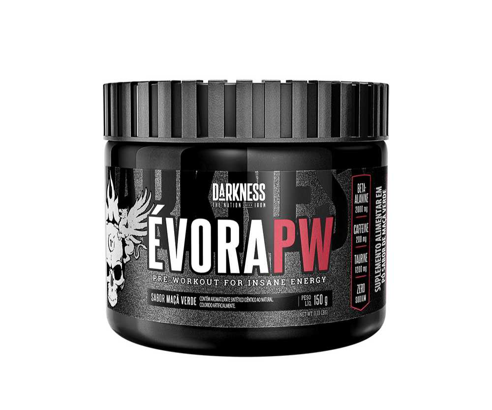 ÉVORA PW - PRÉ WORKOUT FOR INSANE ENERGY- SABOR FRUTAS MAÇÃ VERDE - 150G (DARKNESS)