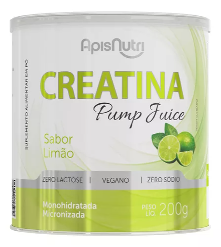 CREATINA PUMP JUICE - MONOHIDRATADA MICRONIZADA - SABOR LIMÃO - 200G (APISNUTRY)