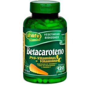 BETACAROTENO PRÓ COM VITAMINA A + C - 60 CAPS 500MG (UNILIFE)