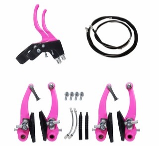 Freio V-Brake Ferro com Maçaneta Rosa Importação para bicicleta