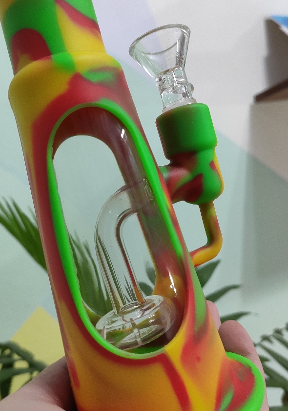 Bong de Silicone c/ Percolator de Vidro 