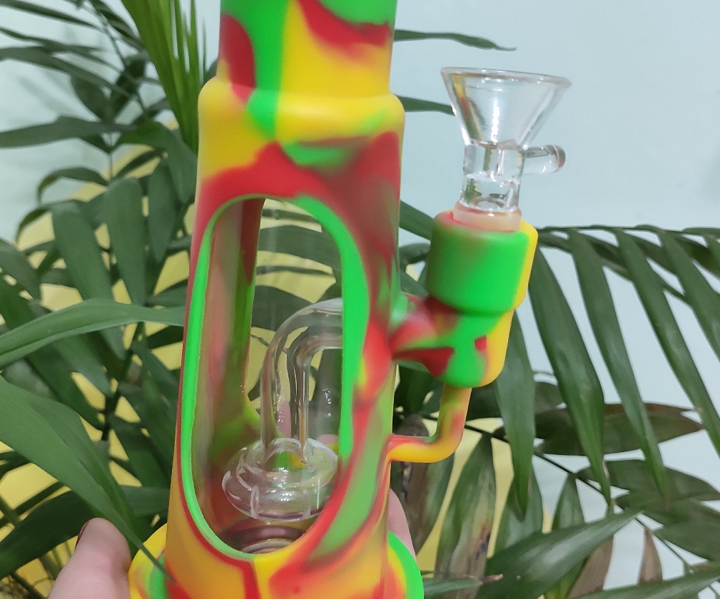 Bong de Silicone c/ Percolator de Vidro 