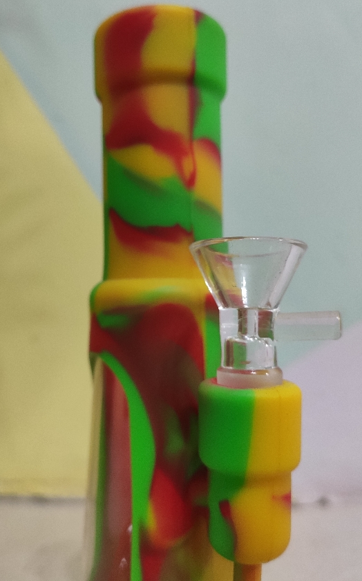 Bong de Silicone c/ Percolator de Vidro 