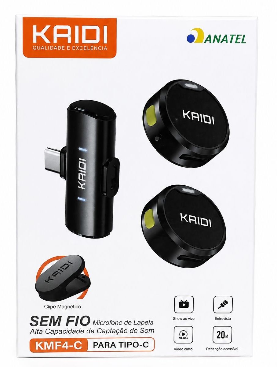 MICROFONE LAPELA TYPE-C KAIDI KMF4-C — imagem 1