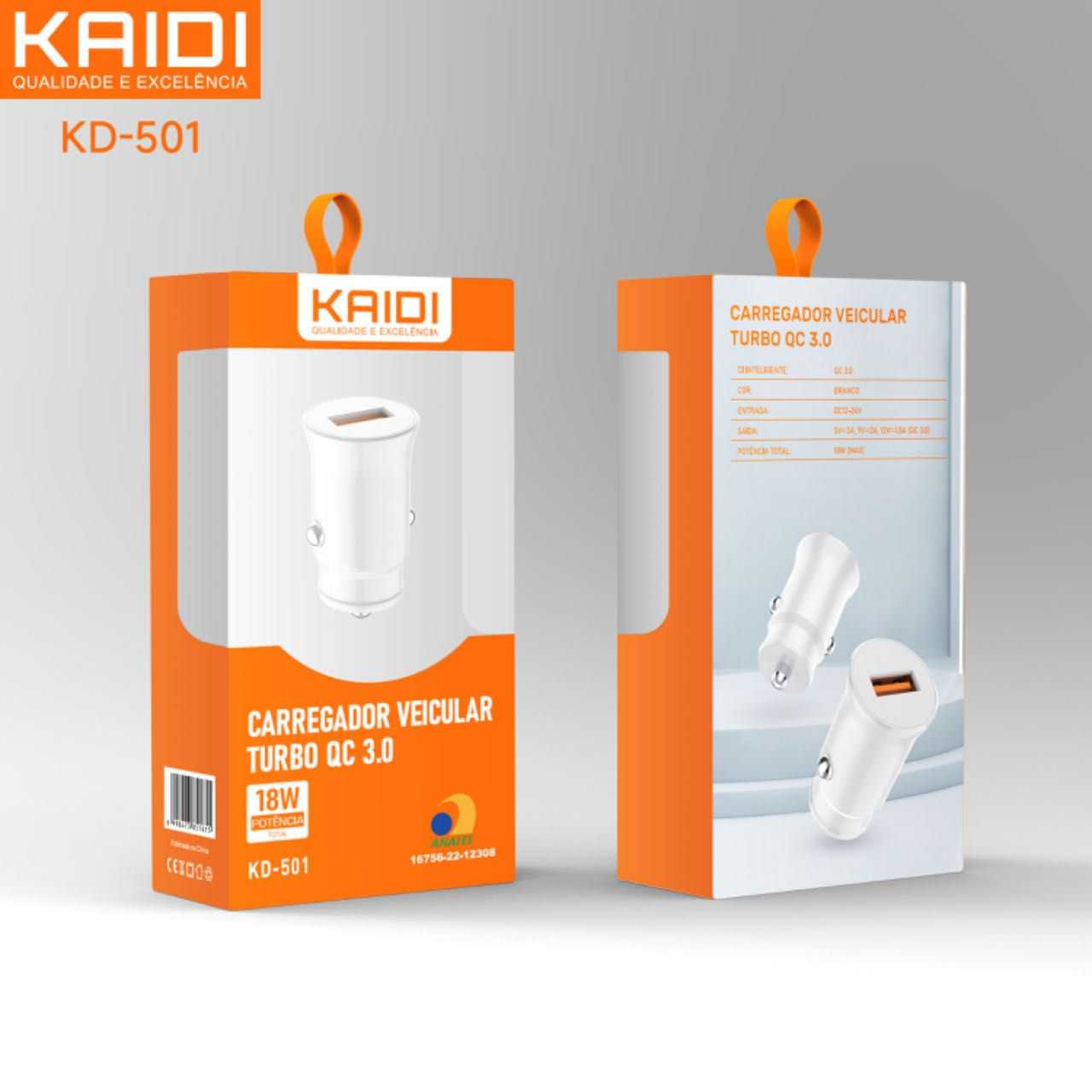 FONTE VEICULAR USB KAIDI KD-501 18W