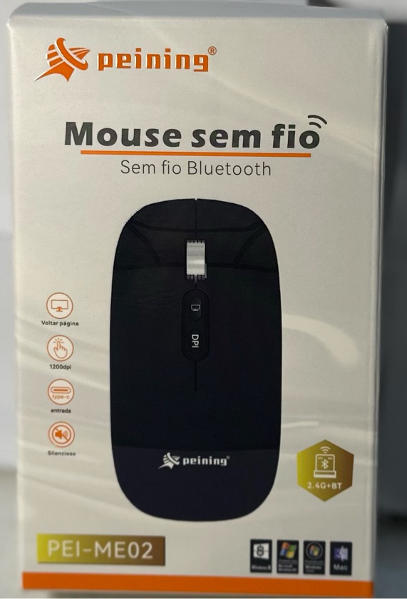 MOUSE RECARREGAVEL E BLUETOOTH PEINING PEI-ME02
