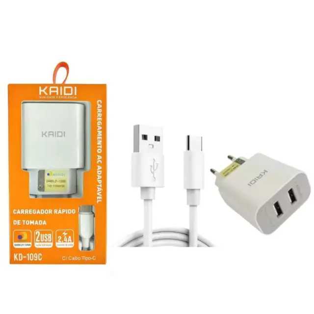 CARREGADOR KAIDI TOMADA TIPO-C 2.4 KD-109C