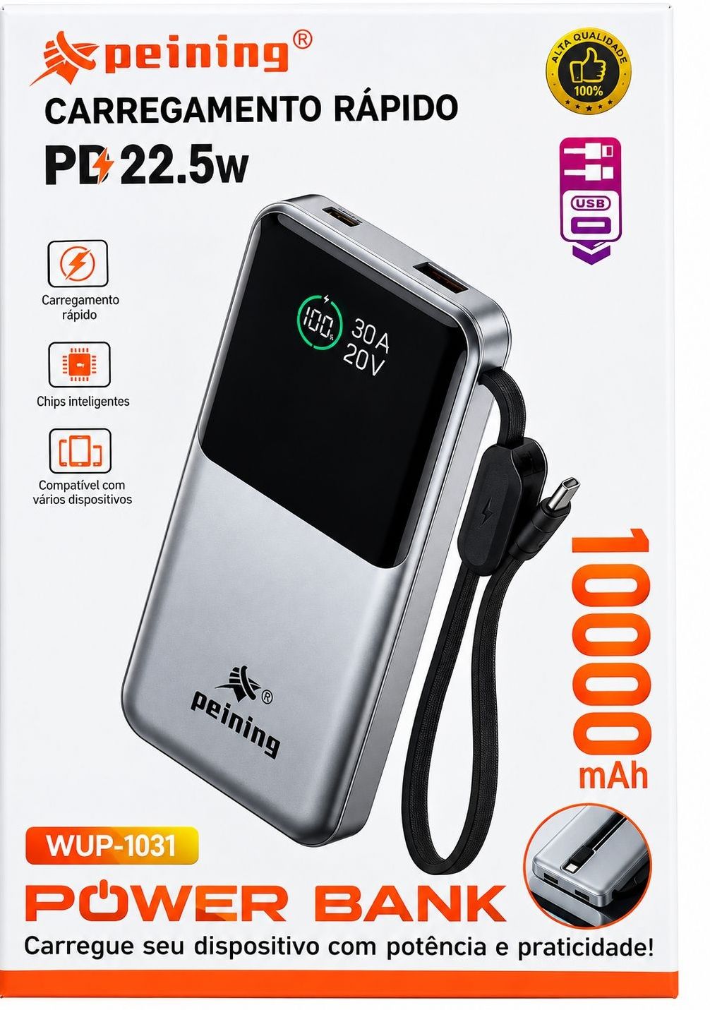 CARREG PORTÁTIL PEINING 10000MAH WUP-1031