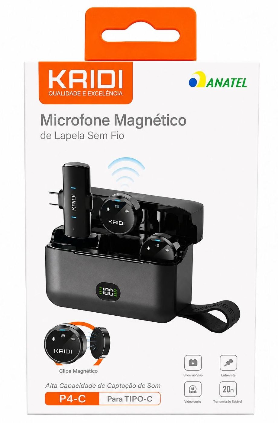 MICROFONE LAPELA TYPE-C KAIDI P4-C
