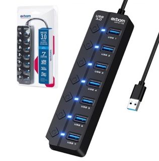 HUB 7 PORTAS USB 3.0 ON/OFF INDIVIDUAL EXBOM UH-317S