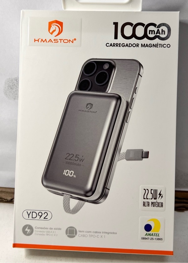 POWER BANK H’MASTON INDUÇÃO/CABO YD92