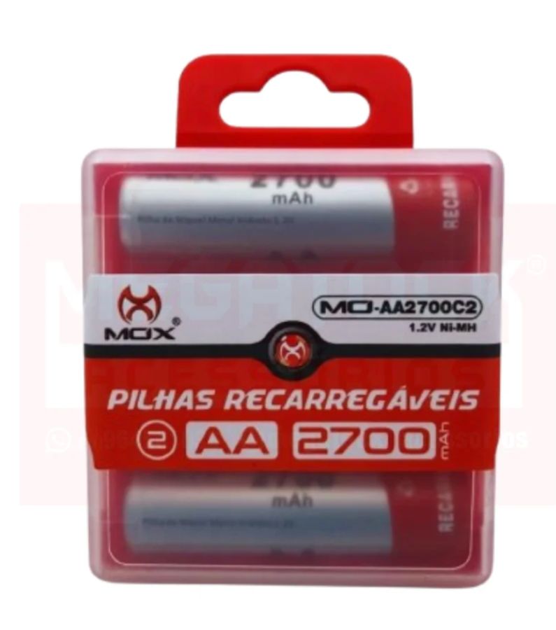 PILHA RECAREGAVEL MOX C/2AA MOX MO-AA2700C2