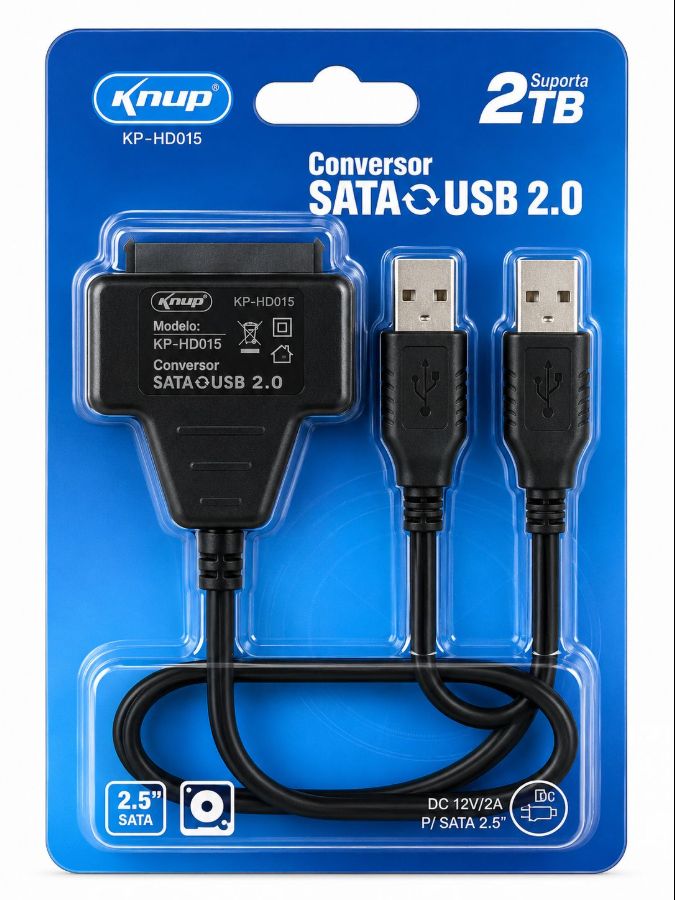 CONVERSOR SATA USB 2.0 SUPORTE 2TB KNUP KP-HD015