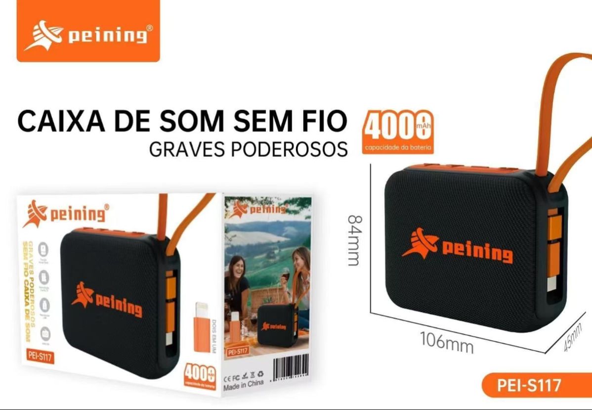 CAIXA DE SOM BLUETOOTH PEINING PEI-S117