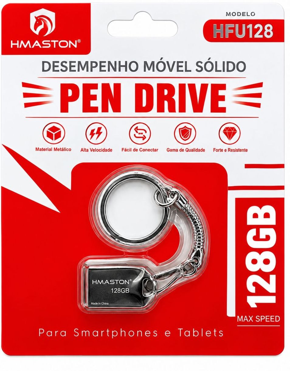 PEN DRIVE CHAVEIRO HMASTON 128GB HM-UF128