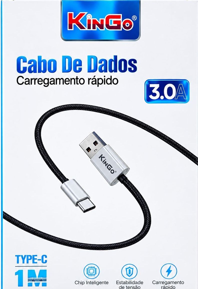 CABO KINGO USB TRANÇADO TYPE-C 1M — imagem 1