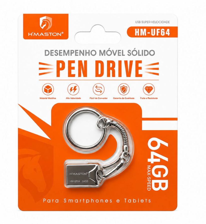 PEN DRIVE CHAVEIRO H´MASTOM 64GB HM-UF64