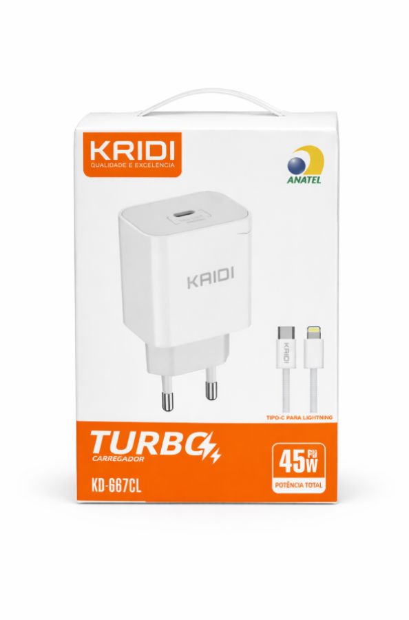 CARREGADOR PD TIPO-C IPHONE 45W KAIDI KD-667CL