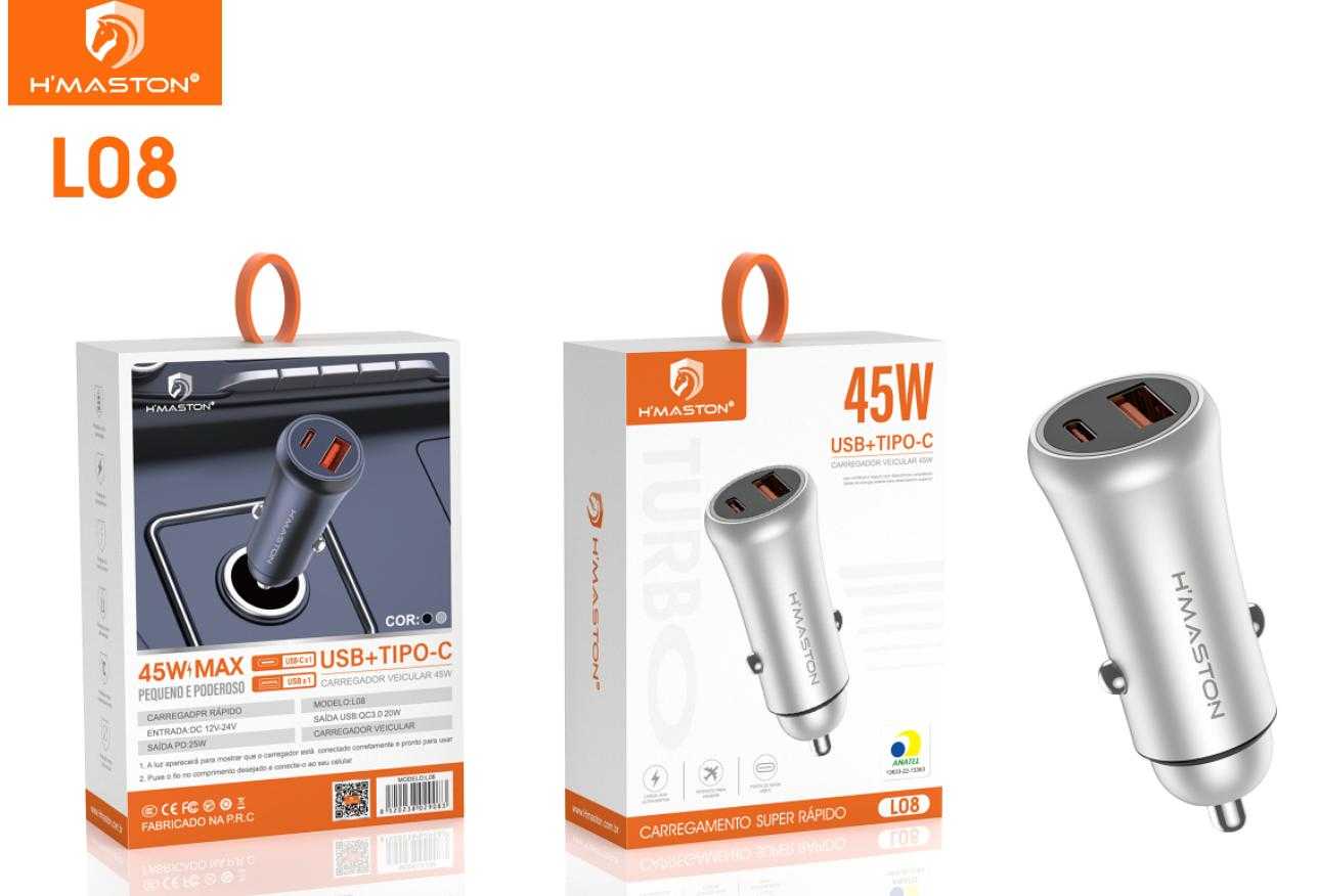 FONTE VEICULAR USB/USB-C HMASTON L08 67.5W