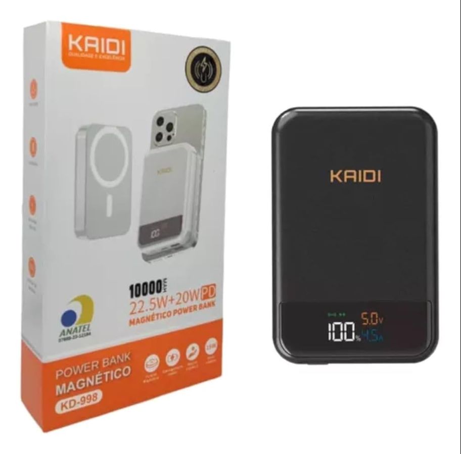 POWER BANK KAIDI PORTÁTIL INDUÇÃO 10000MAH KD-998