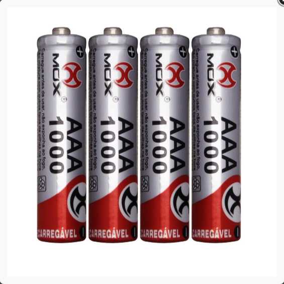 PILHA RECARREGAVEL AAA COM 4 MOX MO-AAA1000B4