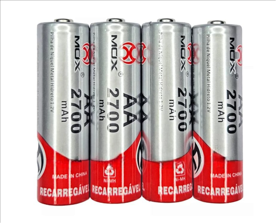 PILHA REC COM 4 AA MOX MO-AA2700C4