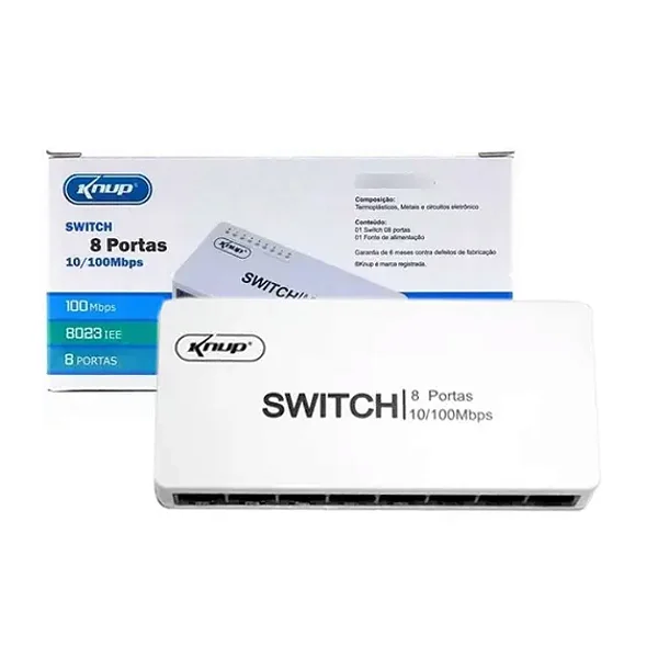 SWITCH REDE KNUP 8 PORTAS KP-E08B