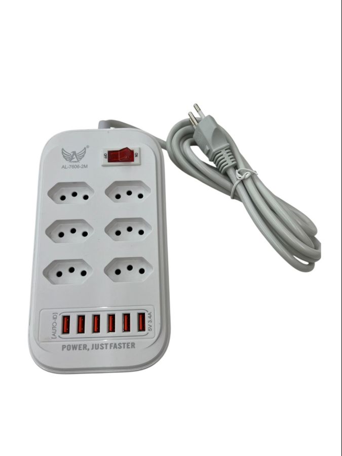 FILTRO DE LINHA 2MTS 6 TOMADA E 4 USB AL-7606