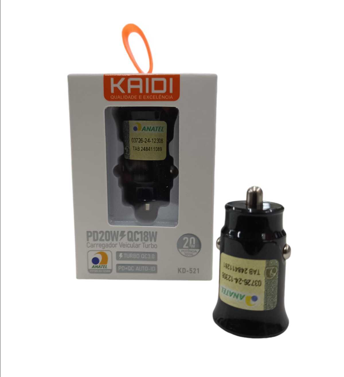 CARREGADOR VEICULAR KAIDI USB/PD KD-521