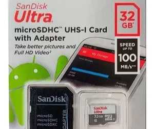 Cartão de memória 32gb Sandisk Ultra Micro 100mb