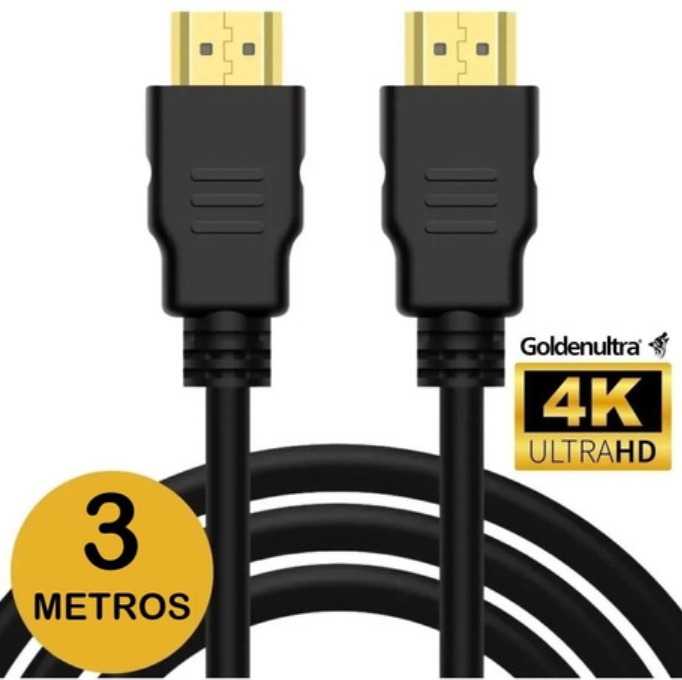 Cabo Hdmi Gold 3m Metros Mts 4k 3d Full Hd Blindado