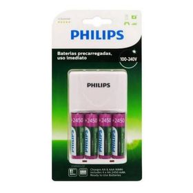 Carregador Philips + 04 pilhas recarregáveis