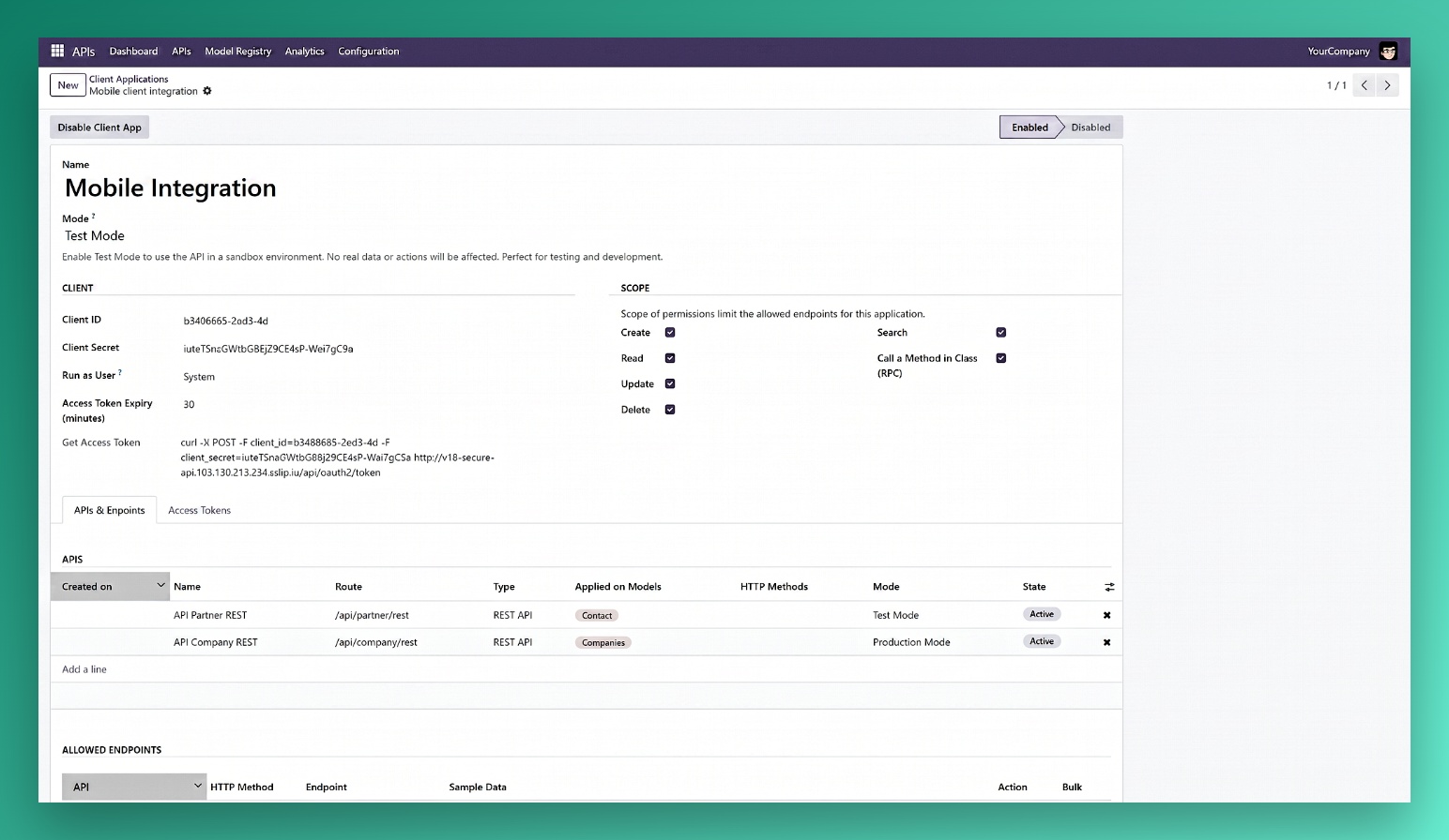 Secure API - Mobile App Integration