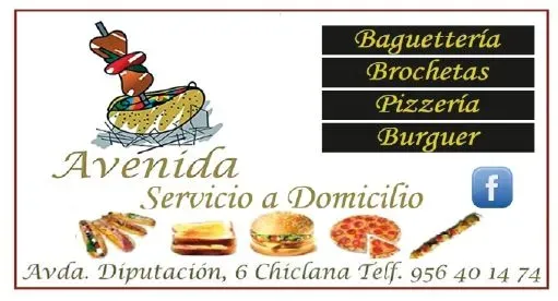 Burguer Avenida Papas asadas Pizzería Brochetas Baguettería