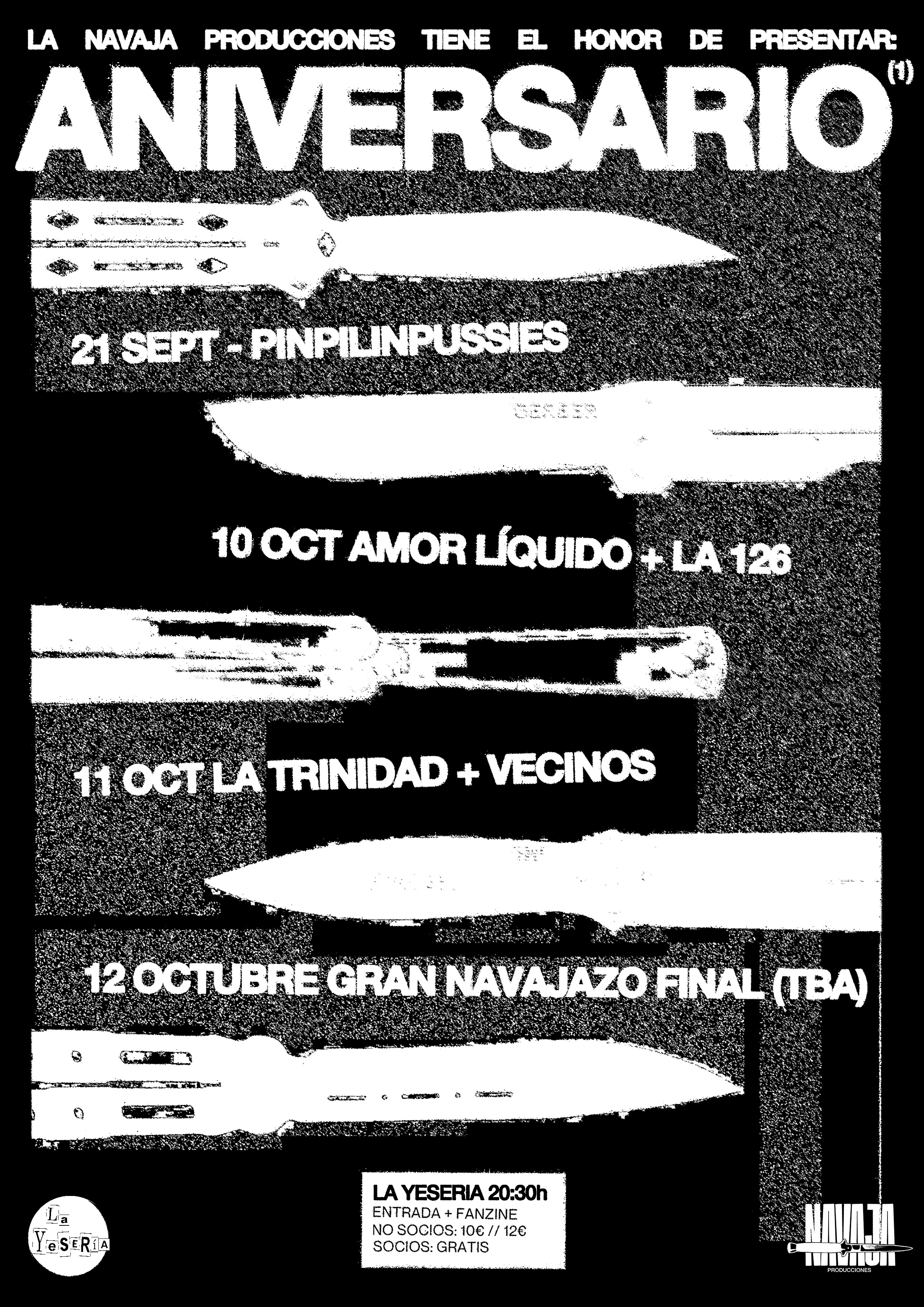 Cartel de Pinpilinpussies + Vecinos + La Trinidad + Amor Líquido + La 126