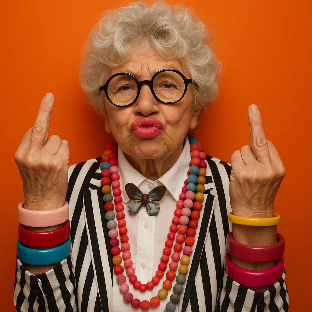 Old lady DJ with sunglasses