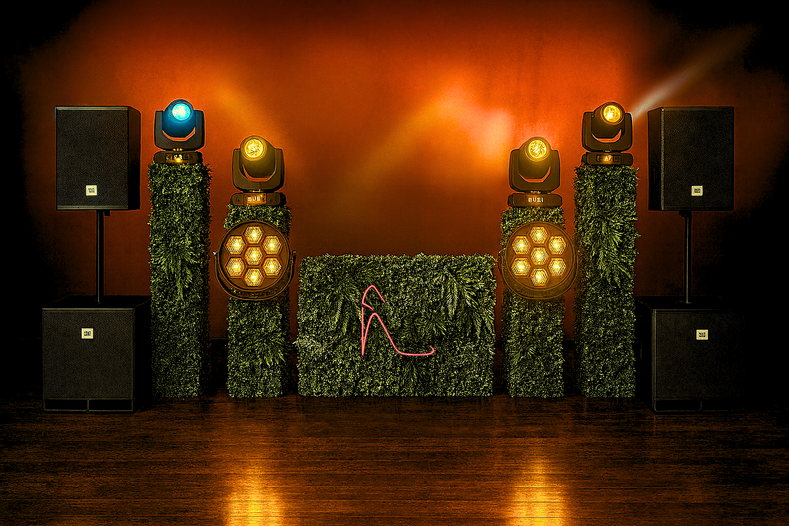 DJ setup with advanced lights