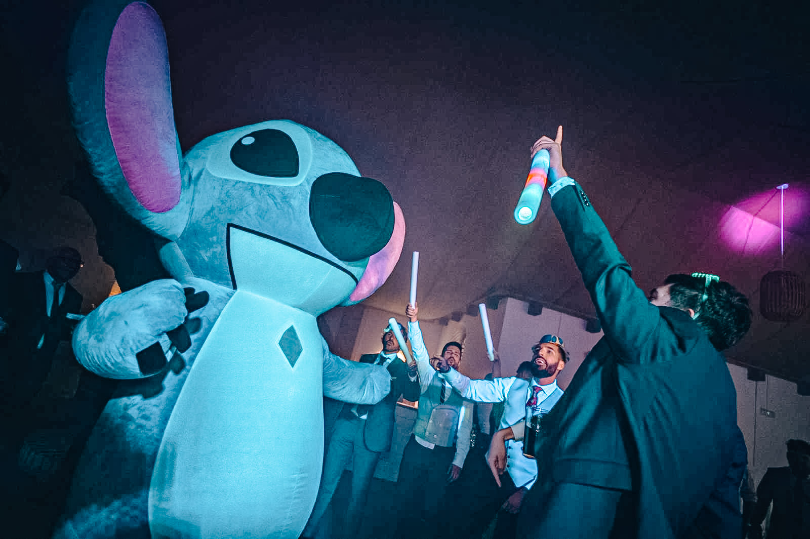 Inflatable Stitch character at a party