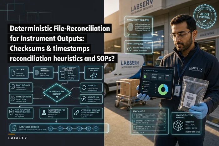Deterministic File-Reconciliation for Instrument Outputs: Checksums, Timestamps and Heuristics