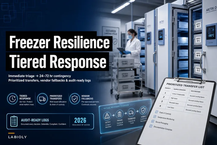 Freezer Resilience Playbook: Tiered Outage Response, Prioritized Transfers and Vendor Fallbacks
