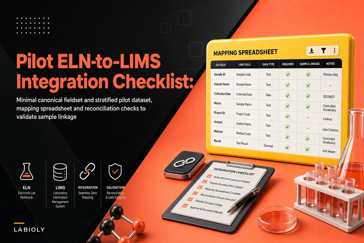 Pilot ELN-to-LIMS Integration Without Breaking Samples: Minimal Fieldset, Pilot Dataset and Reconciliation Checklist