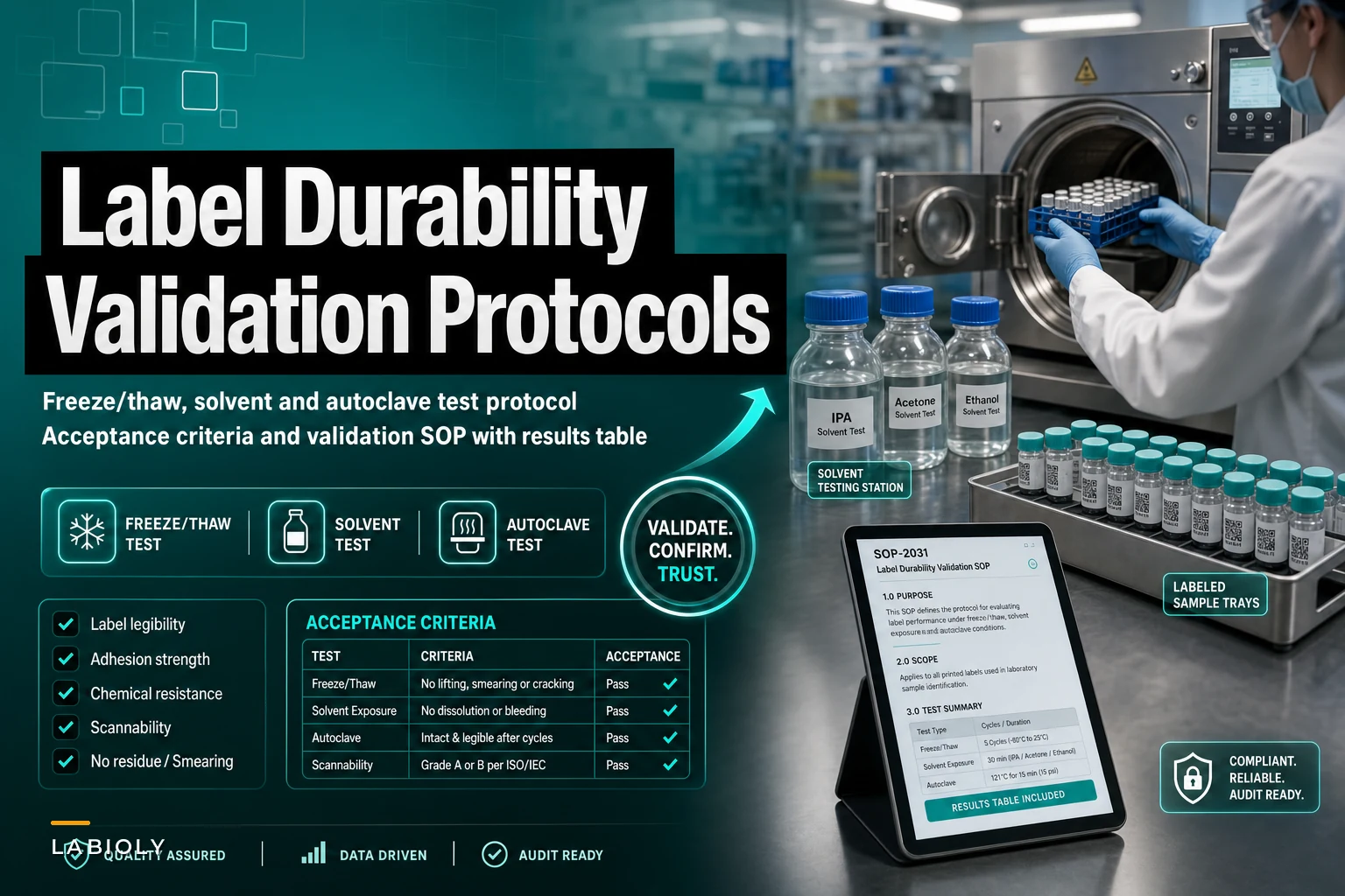 Validate Labels for Extreme Lab Conditions: Freeze/Thaw, Solvent and Autoclave Tests with Acceptance Criteria