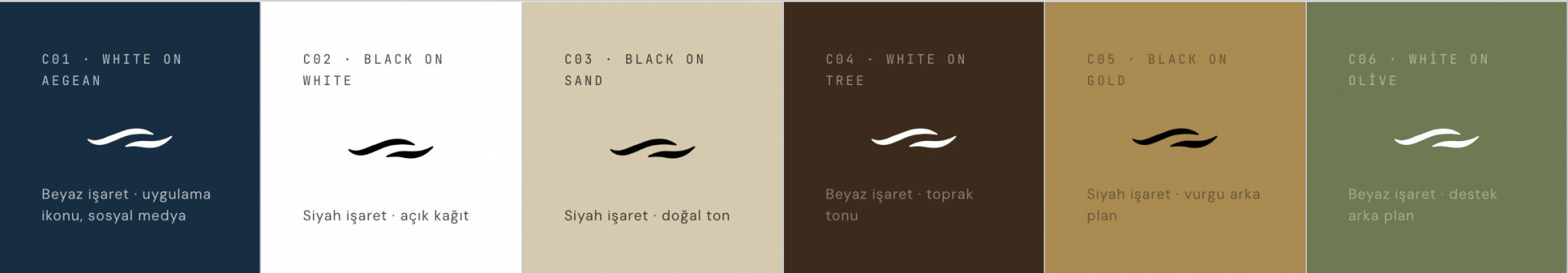 Nisora Blue — Wave mark in six colourways