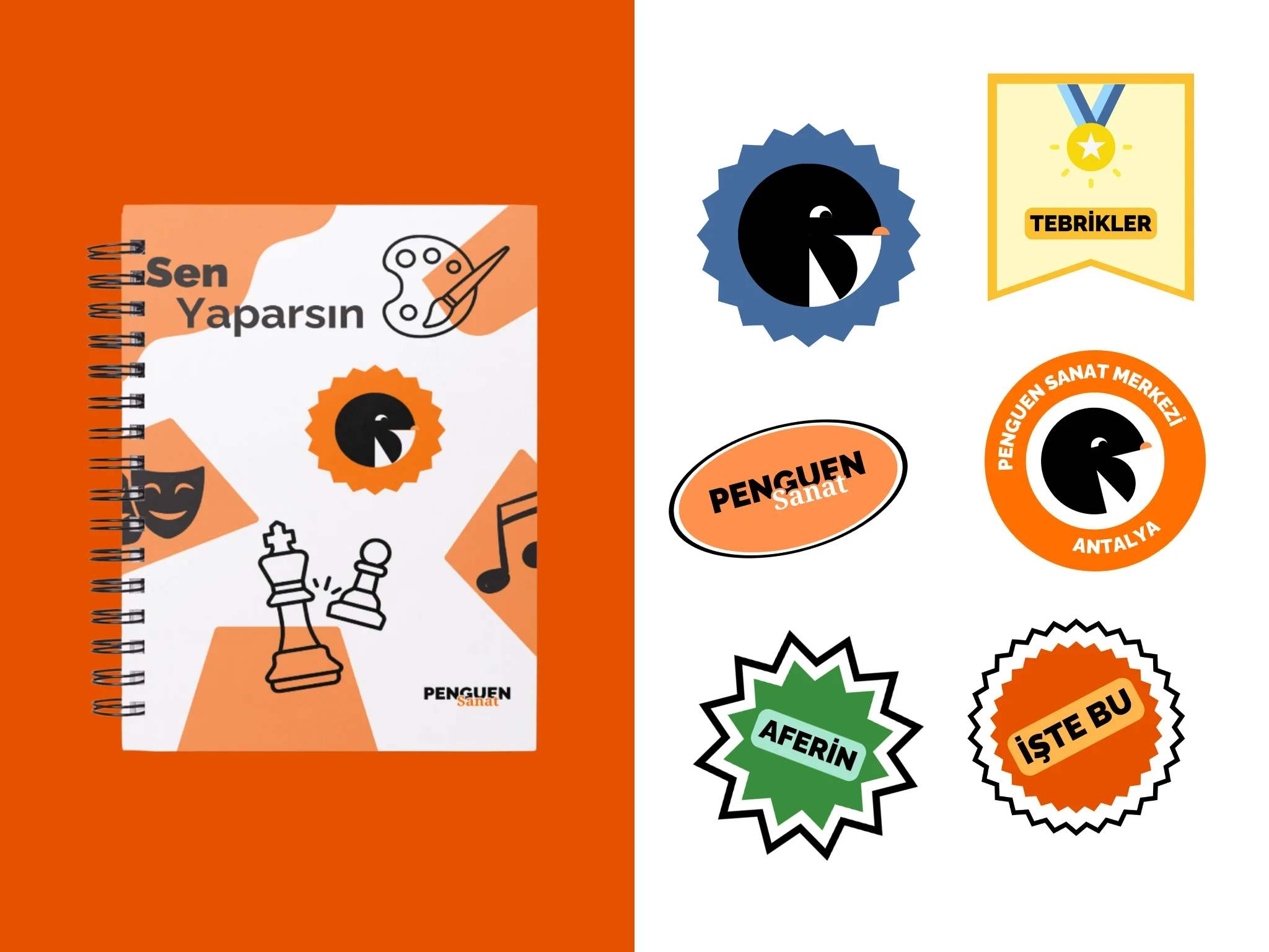 Penguen Sanat — Notebook cover and sticker set