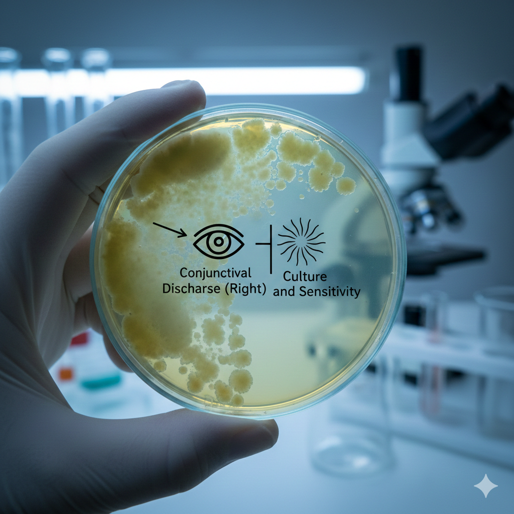 Conjunctival Discharge (Right) Culture and Sensi- tivity