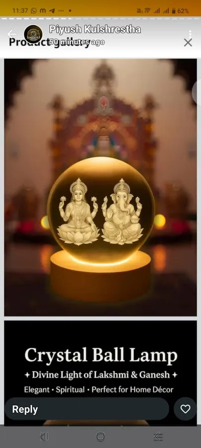 Crytal ball lamp laxmi ji