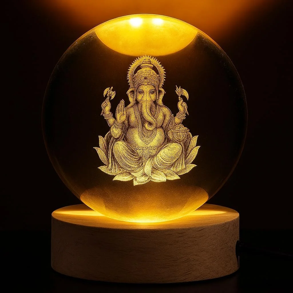 crystal ball lamp ganesh ji