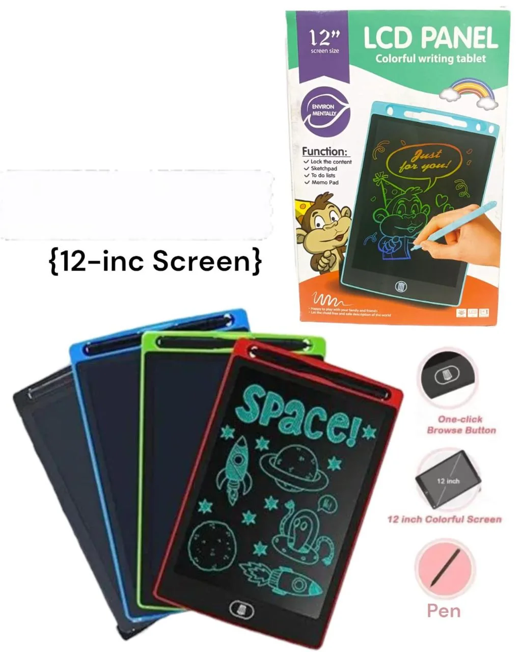 lcd writing tab 12 inch coloured