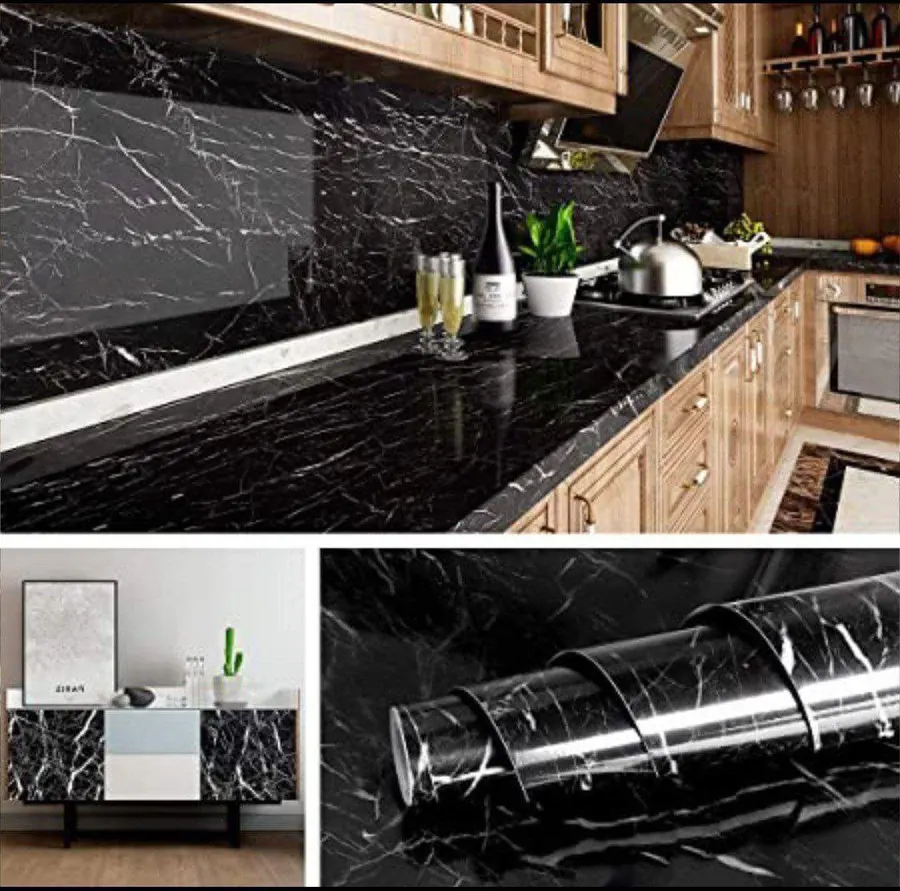 Black marble wallpaper 60x200cm